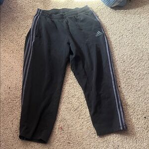 adidas Black Joggers with Gray Triple Stripes